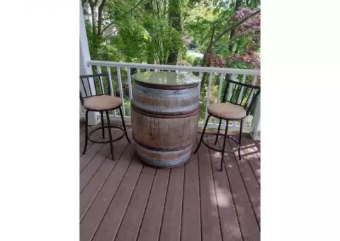 Whiskey wood barrel table